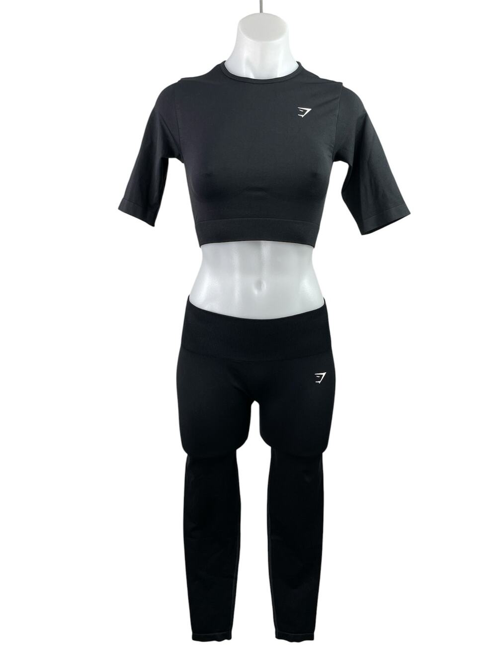 NEW Gymshark Everyday Seamless Women's Black Crop Top & Legging Pants Sets Sz S